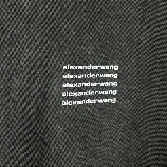 Alexander Wang Women's Small Acid-Wash Crop Logo T Tee Shirt Dark Gray White S - Picture 4 of 10
